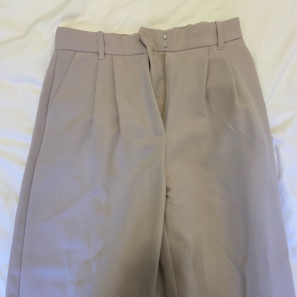 Abercrombie and fitch Taupe high-waisted pleated trousers in LONG